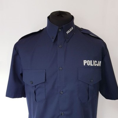 Koszula granatowa POLICJA krótki rękaw (męska)