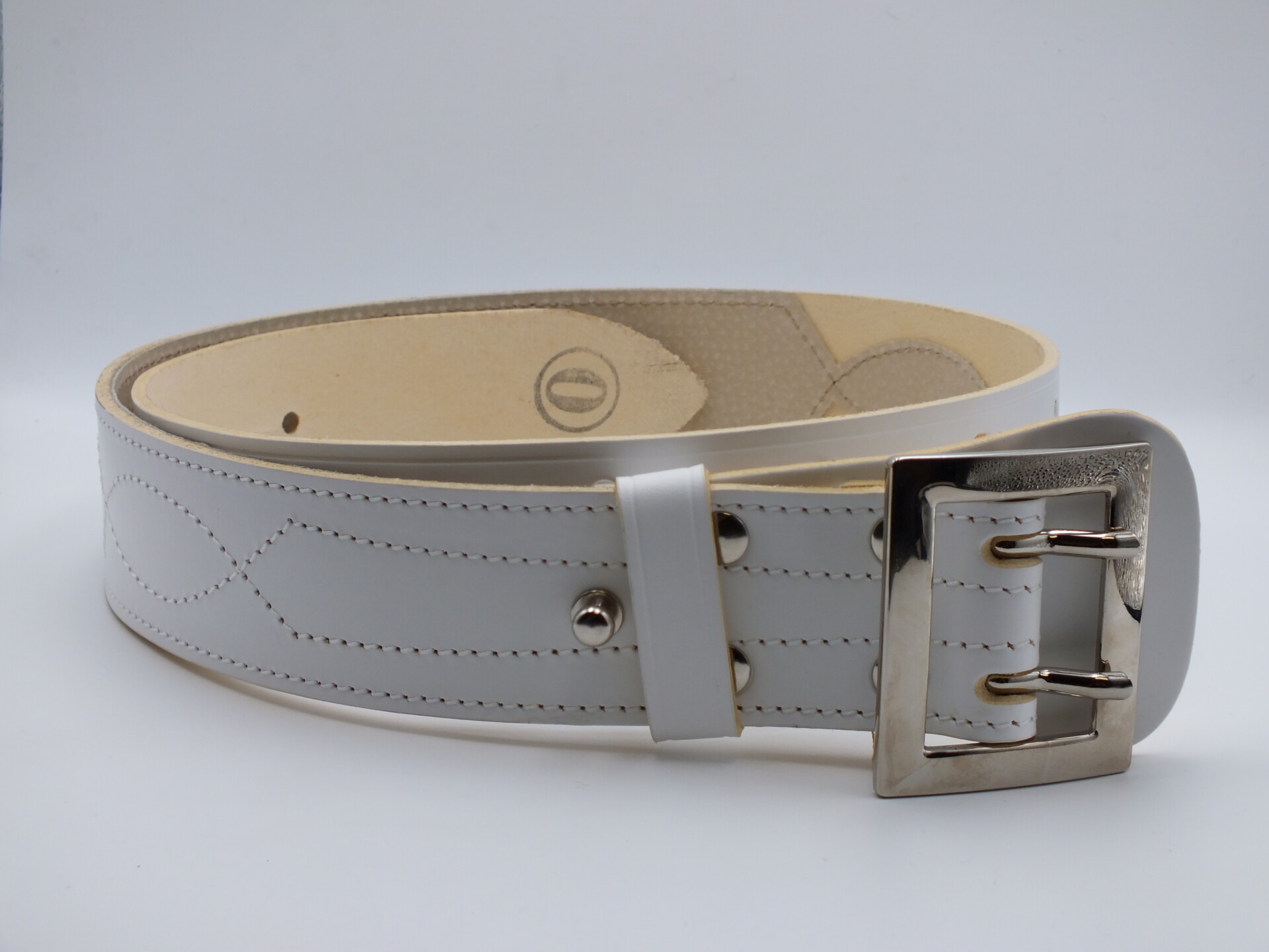 Pas skórzany oficerski biały